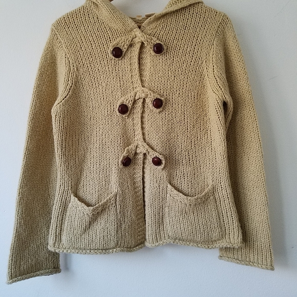 Anthropologie Moth Knit Wool Blend Hooded Cardigan Sweater Medium - Picture 6 of 11